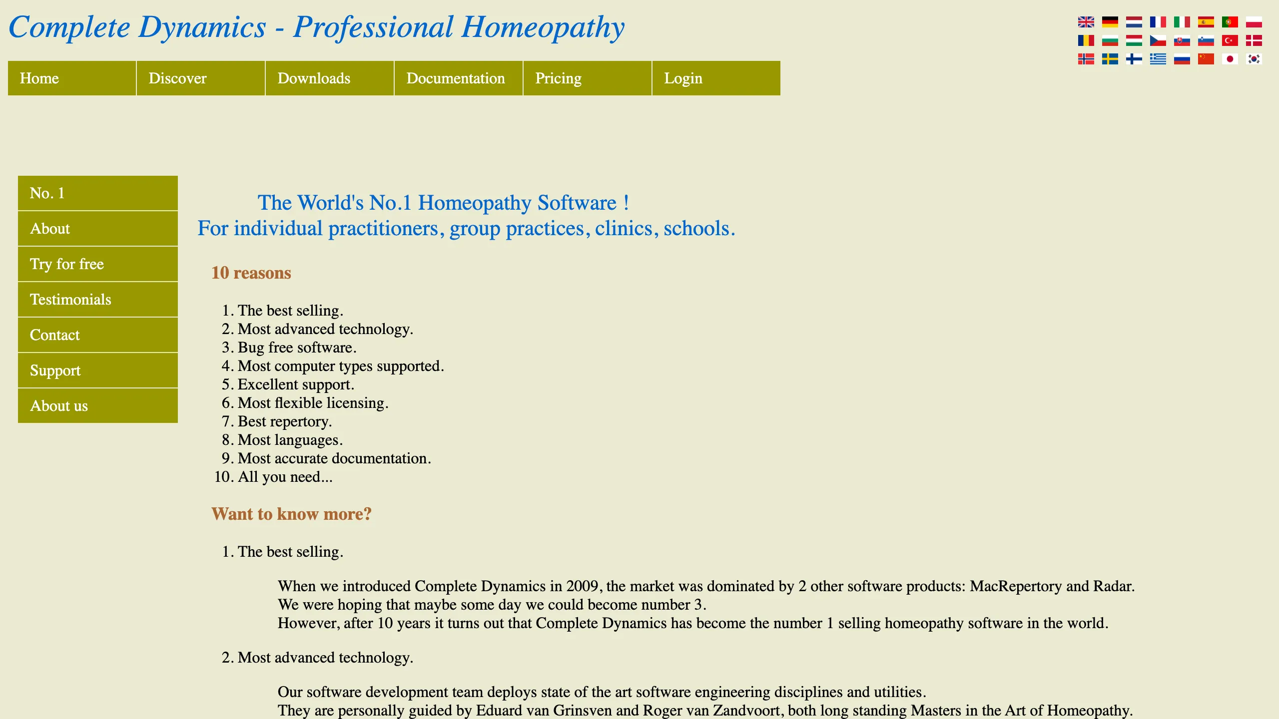 Complete Dynamics homeopathic software interface